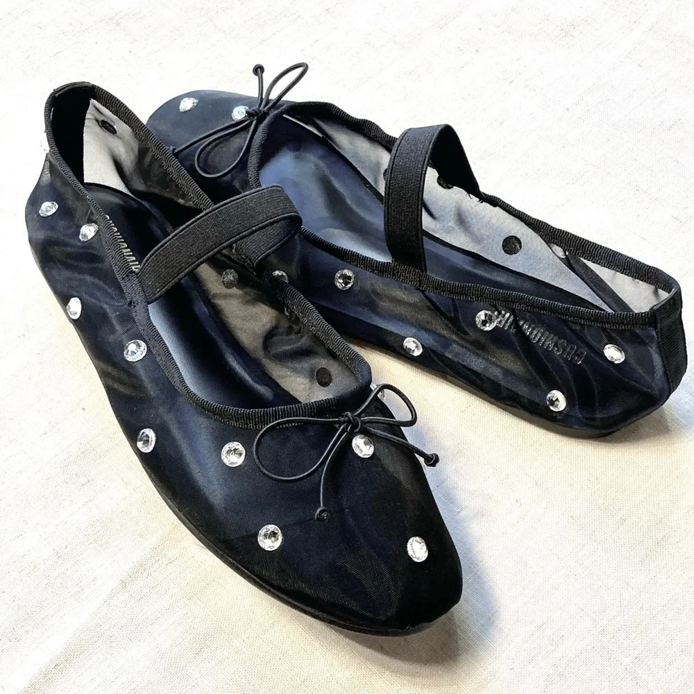 Cushionaire Elegant Mesh Rhinestone Ballet Flats - Picture 7 of 11